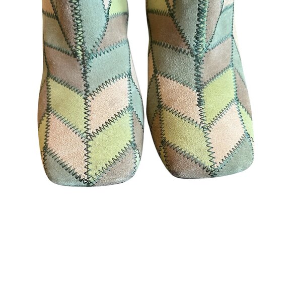 Jeffrey Campbell Verus Patchwork Bootie Heels Boots Green Size 9.5 Women's - Picture 6 of 15